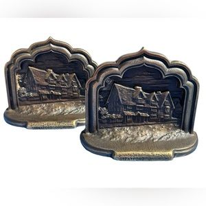 Vintage! Collectible! Bronze Bookends - Shakespeare’s House - Avon, England!
